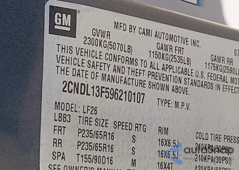 2009 Chevrolet Equinox Ls from USA, damaged, VIN 2CNDL13F596210107
